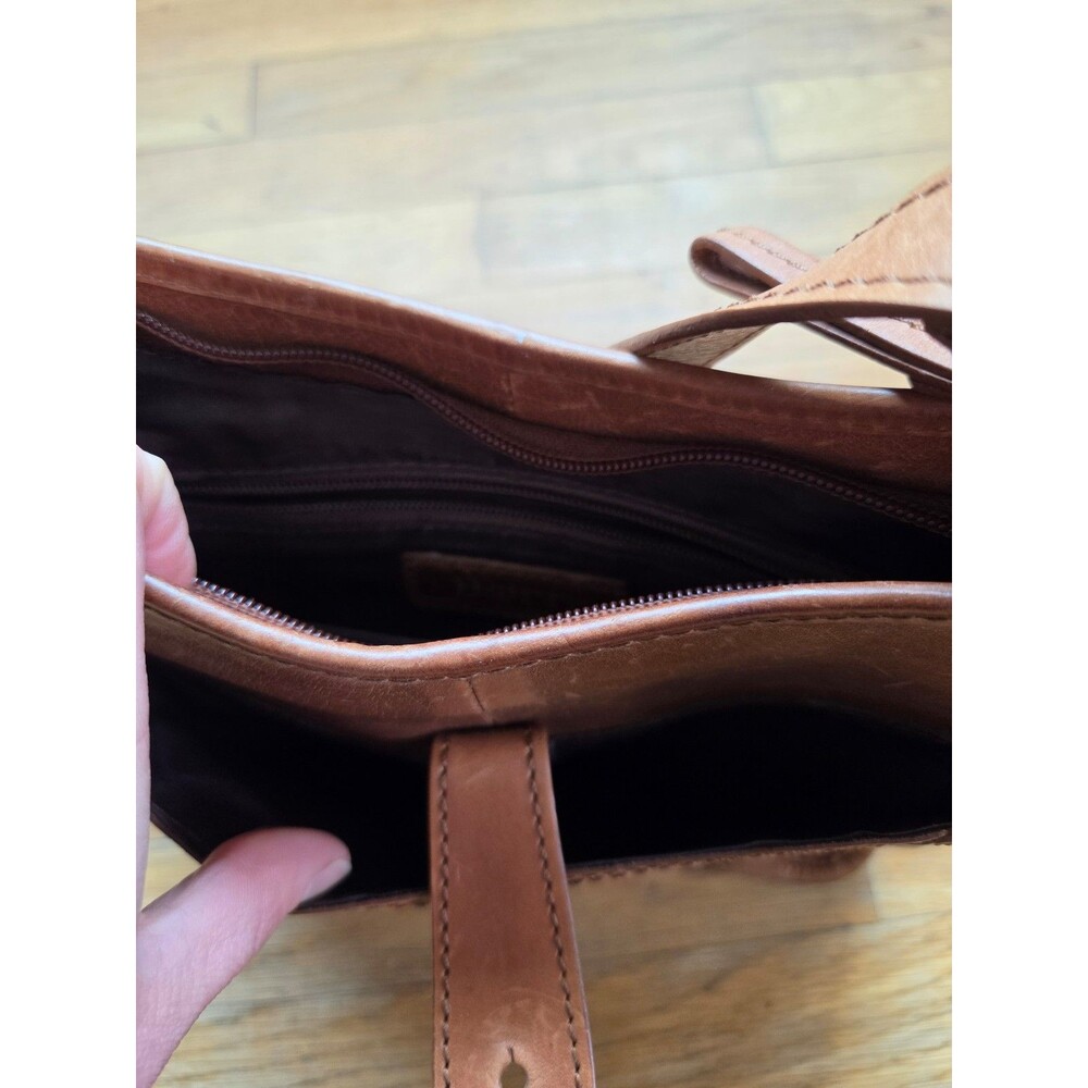 Born leather brown crossbody bag hippie bohemian adjustable strap worn leather - Picture 4 of 11